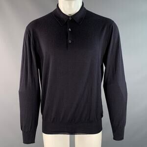 AVON CELLI Size M Black Knitted Cashmere Blend Polo Pullover